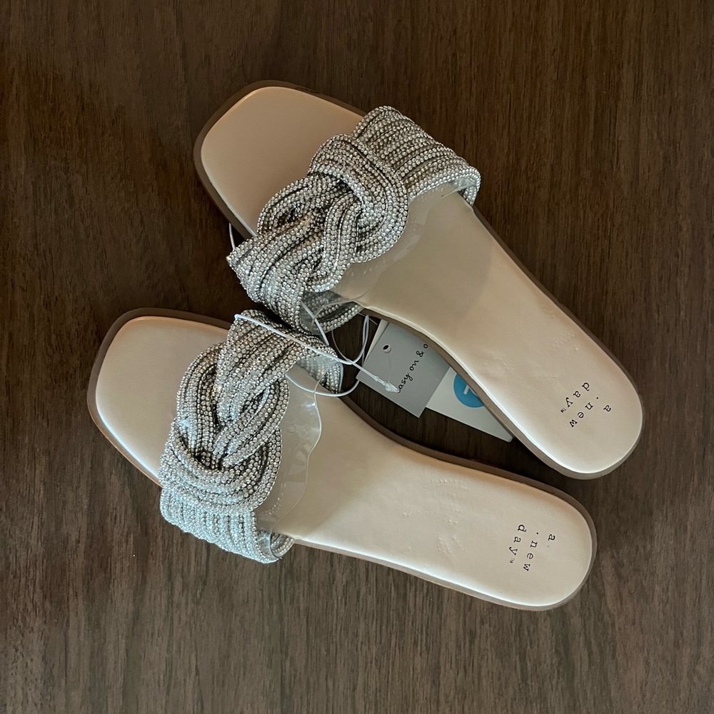a new day Beaded Slide Sandals - Cream